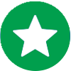 Drawn icon of a star inside of a green circle