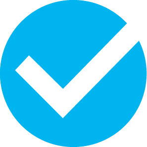 Drawn icon of a checkmark inside of a blue circle